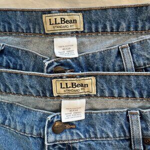 LL Bean Men's 40x29 - 2 PAIR Standard Fit Medium Blue Jeans